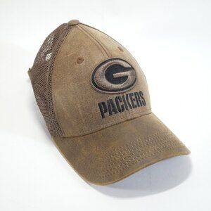 NFL Green Bay Packers Leather Baseball Cap Hat ~ Brown ~ One Size ~ Excellent!
